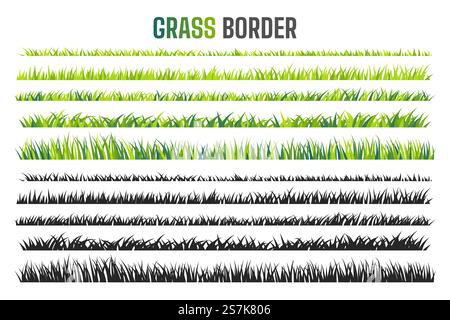 Grassland Border Vector Pattern pelouse verte au printemps le concept de prendre soin de l'écosystème mondial Illustration de Vecteur