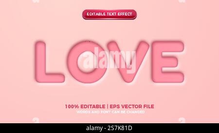 effet de style de texte de découpe d'amour rose modifiable Illustration de Vecteur