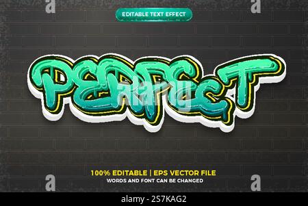 Perfect Graffiti art style logo effet texte modifiable 3D. Illustration de Vecteur