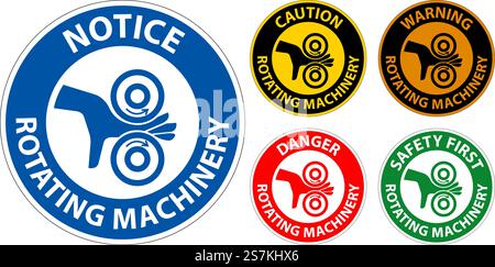 Danger danger machine en rotation garder les mains à l'écart Illustration de Vecteur