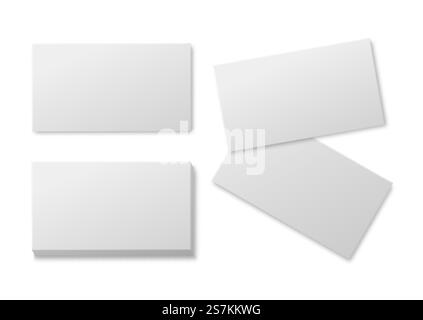 Carte de visite vierge. Cartes de papier blanc vides, pile de carte en carton pour la présentation de la marque maquette horizontale vectorielle réaliste. Carte de visite vierge. Cartes de papier blanc vides, pile de carte en carton pour la présentation de la marque maquette vectorielle réaliste Illustration de Vecteur