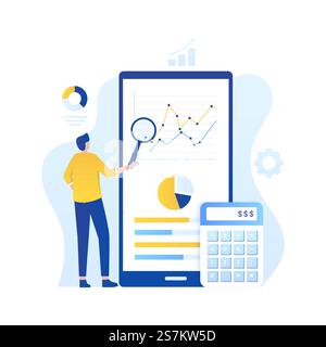 Concept d'illustration d'audit en ligne. Illustration pour sites Web, pages de destination, applications mobiles, affiches et bannières Illustration de Vecteur