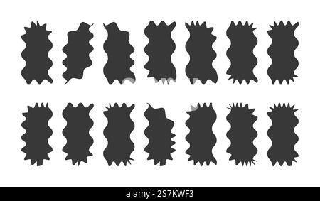 Zigzag rides ondulées formes géométriques silhouettes ensemble, formes abstraites de feston pour la conception d'autocollant d'étiquette, illustration vectorielle Illustration de Vecteur