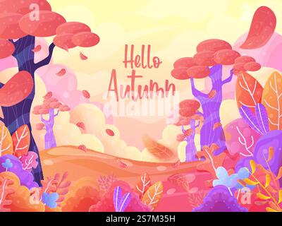 Design plat de fond de paysage d'automne Illustration de Vecteur