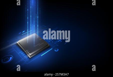Carte de circuit imprimé. Contexte technologique. Processeur central concept de processeur. Puce numérique pour carte mère. illustration vectorielle. Illustration de Vecteur