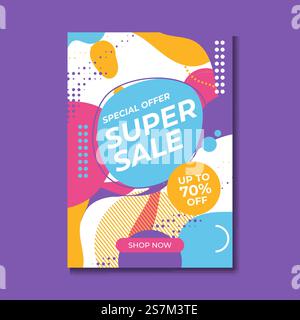 Fluide moderne de vecteur pour la conception de grandes bannières de vente. Modèle de promotion de bannière de réduction. Mobile fluide dynamique moderne pour les bannières de vente. Conception de modèle de bannière de vente, ensemble d'offre spéciale Super vente. Illustration de Vecteur