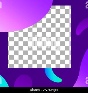 Illustrations vectorielles maquettes d'histoires avec cadre transparent, publicité couleur formes fluides à la mode post. Modèle de poste de cadre photo abstrait. Poteau de façonnage fluide. Modèle de poste de cadre photo abstrait Illustration de Vecteur