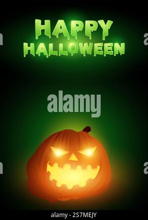 Joyeux texte Halloween avec Jack O Lantern comme décoration, illustration vectorielle EPS 10 Illustration de Vecteur