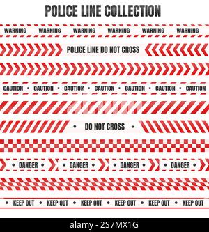 Ruban de police rouge et blanc pour avertir des zones dangereuses Illustration de Vecteur