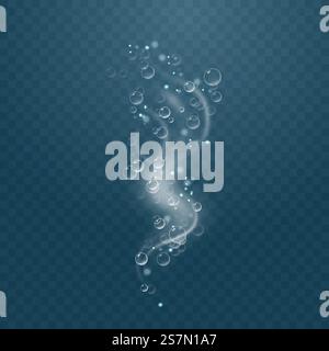 Bulles d'air étincelantes réalistes dans l'eau. Bulles pétillantes sous l'eau. Fond transparent à carreaux. Vecteur. Bulles d'air étincelantes réalistes dans l'eau. Bulles pétillantes sous l'eau. Fond transparent à carreaux. Illustration de Vecteur