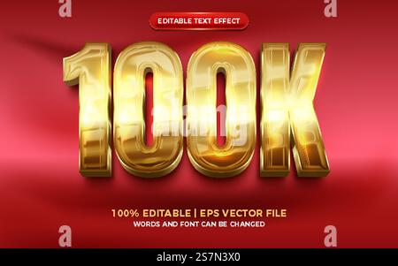 100k or de luxe moderne 3d effet de texte modifiable Illustration de Vecteur
