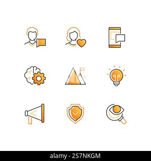 Les entreprises et les médias sociaux - ligne style design icons set Illustration de Vecteur
