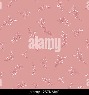 Branches et brindilles avec feuillage, fleurs élégantes avec feuilles et feuillage. Ornement nature, tige de plantes, arbustes ou arbustes. Motif sans couture, impression de papier peint ou arrière-plan. Vecteur dans le style plat. Branches de fleurs élégantes et brindilles avec feuillage Illustration de Vecteur