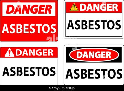 Panneaux de danger amiante zone de danger amiante personnel autorisé uniquement Illustration de Vecteur