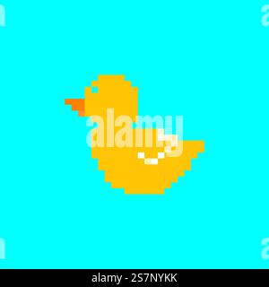 Vecteur d'icône de style 8 bits d'art pixel de canard bébé Illustration de Vecteur