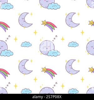 modèle sans couture de personnages météo mignons pour enfants sur fond blanc. motif enfants pour textile et emballage Illustration de Vecteur