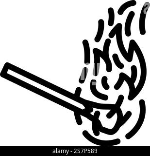 vecteur d'icône de ligne de match de gravure. signe allumette brûlante. illustration noire du symbole de contour isolé. illustration vectorielle d'icône de ligne de matchstick de gravure Illustration de Vecteur