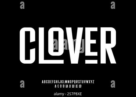 Fort gras condensé sans serif vecteur de police d'affichage avec style alternatif et ligature. Illustration de style typographique moderne unique Illustration de Vecteur