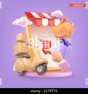 Boutique en ligne. illustration vectorielle de rendu 3d. Illustration de Vecteur