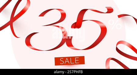 35 % de réduction. Composition créative à prix réduit. Mega Sale. Illustration vectorielle.. 35 % de réduction. Composition créative à prix réduit. Mega Sale. Illustration de Vecteur