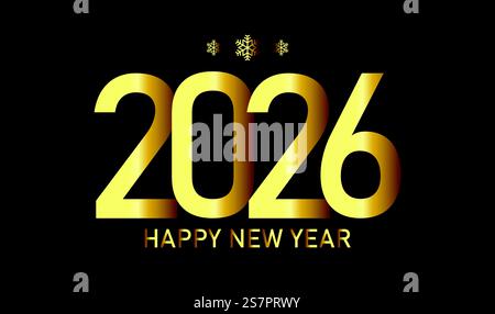 Bonne année 2026. Design de texte en or de luxe sur fond noir. Fond festif pour votre conception Illustration de Vecteur