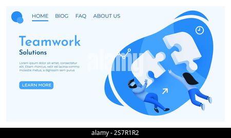 Les gens volent autour du puzzle. Concept de coopération, de travail d'équipe et de partenariat. Modèle de site Web de la page de destination. Illustration vectorielle. Les gens volent autour du puzzle. Concept de coopération, de travail d'équipe et de partenariat. Modèle de site Web de la page de destination. Illustration de Vecteur
