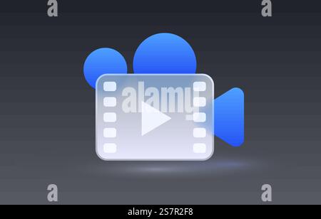 Icône transparente vidéo en verre, signe de collection. Illustration vectorielle. Icône transparente vidéo en verre, signe de collection. Vecteur Illustration de Vecteur