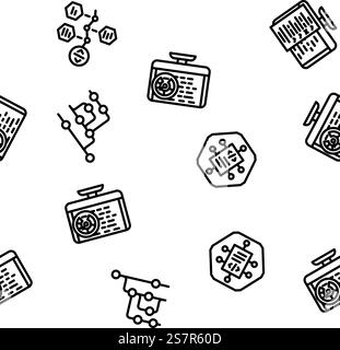 logiciel de calcul, vecteur d'ingénierie illustration de lignes fines sans couture de motif. logiciel de calcul, de conception vectorielle modèle sans couture Illustration de Vecteur
