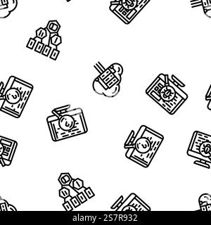 logiciel de calcul, vecteur d'ingénierie illustration de lignes fines sans couture de motif. logiciel de calcul, de conception vectorielle modèle sans couture Illustration de Vecteur