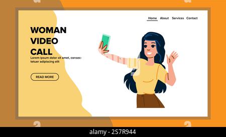vecteur d'appel vidéo de femme d'internet. communication technologique, classe de chat, leçon de technologie internet femme vidéo appel web flat dessin animé. vecteur d'appel vidéo de femme d'internet Illustration de Vecteur