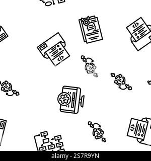 logiciel de calcul, vecteur d'ingénierie illustration de lignes fines sans couture de motif. logiciel de calcul, de conception vectorielle modèle sans couture Illustration de Vecteur