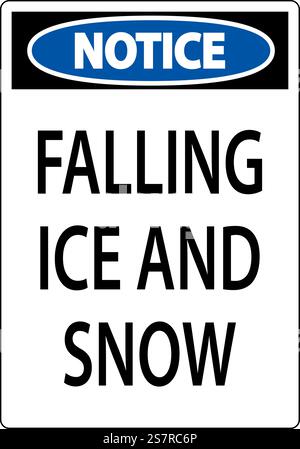 Panneau d'avis chute de glace et de neige Illustration de Vecteur
