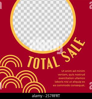 Vente et offres pour les clients, réductions et offres spéciales pour l'achat de produits et de marchandises. Ornements et espace de copie. Bannière promotionnelle ou affiche publicitaire avec cadre transparent, vecteur à plat. Vente totale pour les produits et les marchandises, bannière promo Illustration de Vecteur