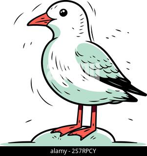Seagull sur un rocher. Illustration vectorielle d'une mouette. Illustration de Vecteur