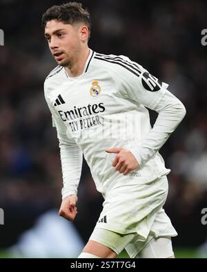Madrid, Espagne. 20 janvier 2025. Fede Valverde du Real Madrid lors du match la Liga EA Sports entre le Real Madrid et l'UD Las Palmas a joué au stade Santiago Bernabeu le 19 janvier 2025 à Madrid, en Espagne. (Photo de Bagu Blanco/PRESSINPHOTO) crédit : AGENCE SPORTIVE PRESSINPHOTO/Alamy Live News Banque D'Images
