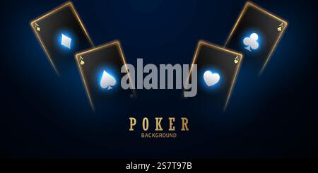 Jouer cartes gagner Poker Hand Casino jetons Flying Real Tokens pour Gambling Cash pour la roulette ou l'illustration vectorielle de poker Illustration de Vecteur