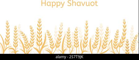 Fond de Shavuot avec des oreilles de blé jaunes, bonne saison et festive. Orge doré isolé, festival d'israël agricole décent vecteur bannière de blé grain illustration. Fond de Shavuot avec des oreilles de blé jaunes, bonne saison et festive. Orge doré isolé, bannière de vecteur décent agricole festival d'israël Illustration de Vecteur