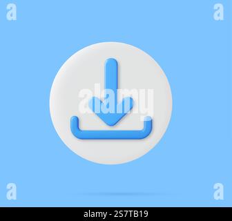 icône de téléchargement 3d isolé sur fond bleu. grand design pour tous les usages. Icône de coche. Conception de l'interface utilisateur Web. rendu 3d. Illustration vectorielle. icône de téléchargement 3d. Illustration de Vecteur