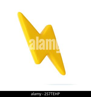 3d éclair jaune de tonnerre et de boulon. Symbole de chargeur jaune pour différents appareils. Décharge électrique minimaliste. rendu 3d. Illustration vectorielle. 3d éclair jaune de tonnerre et de boulon Illustration de Vecteur