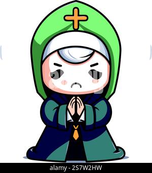 Cri Monk Cute Cartoon Mascot Illustration du personnage Illustration de Vecteur