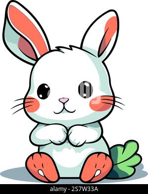 Style de dessin animé de personnage de lapin sur l'illustartion vectorielle de fond blanc. Illustration de Vecteur