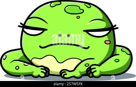 Illustration vectorielle de dessin animé de caractère de grenouille verte fatiguée. Mascotte de grenouille fatiguée Illustration de Vecteur