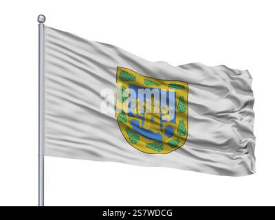La ville de Victoria drapeau sur mât, Pays Malte, Gozo Island, isolé sur fond blanc Banque D'Images
