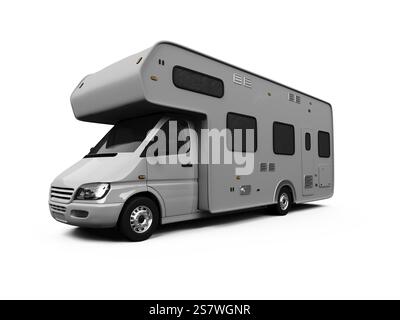 Campeur isolé sur fond blanc Banque D'Images