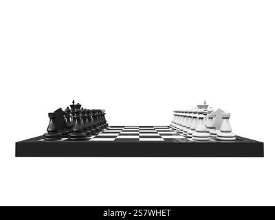 Tableau noir isolé et échecs sur fond blanc Banque D'Images