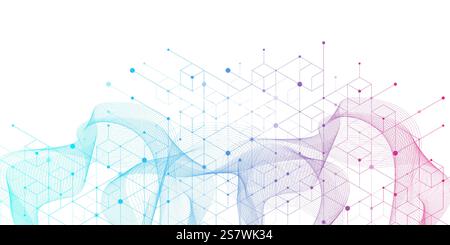 Fond abstrait numérique hexagonal. Concept de technologie avec des lignes, des points et des hexagones pour affiche, flyer, bannière, en-tête, pied de page, présentation Illustration de Vecteur