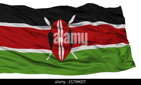 Au Kenya, en agitant le drapeau isolé sur fond blanc, haute résolution Banque D'Images
