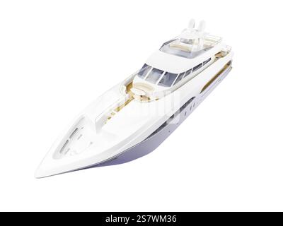 Grand yacht isolé sur fond blanc Banque D'Images