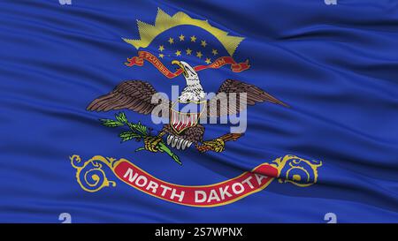 Libre au Dakota du drapeau sur mât, USA state, agitant dans le vent, haute résolution Banque D'Images