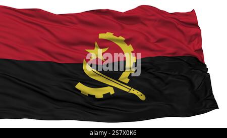 L'Angola, en agitant le drapeau isolé sur fond blanc, haute résolution Banque D'Images